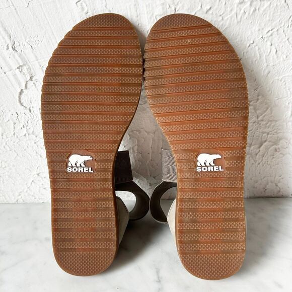 Sorel Ella Olive Green Leather/Elastic Strap Sandals - Women's Size 8.5 - Picture 6 of 8